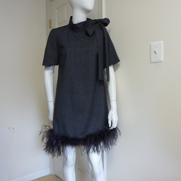 P.A R.O.S.H Bow and Feather Short Sleeve Dress - Picture 5 of 9